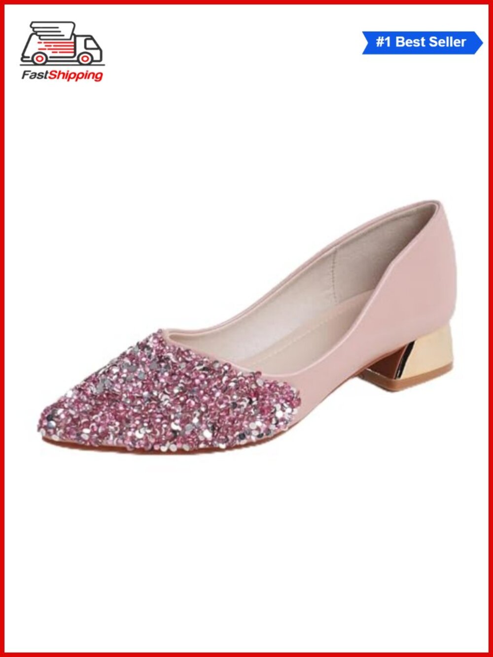 ✨ Chunky Heels Pointed Toe Rhinestone Dress Wedding Pumps